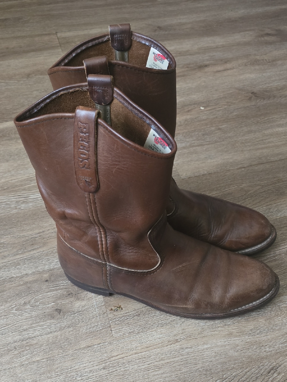 Red Wing Shoes Brown Leather Work Boot Interior Label View